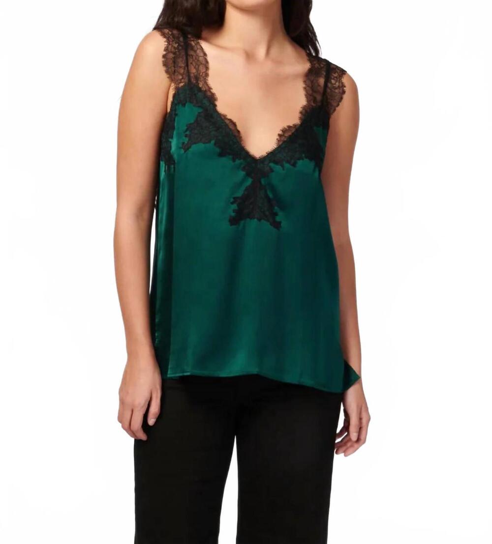 NEW CAMI NYC lauren silk cami in green